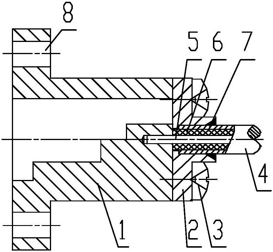 Cable-equipped waveguide component with small-size tail part