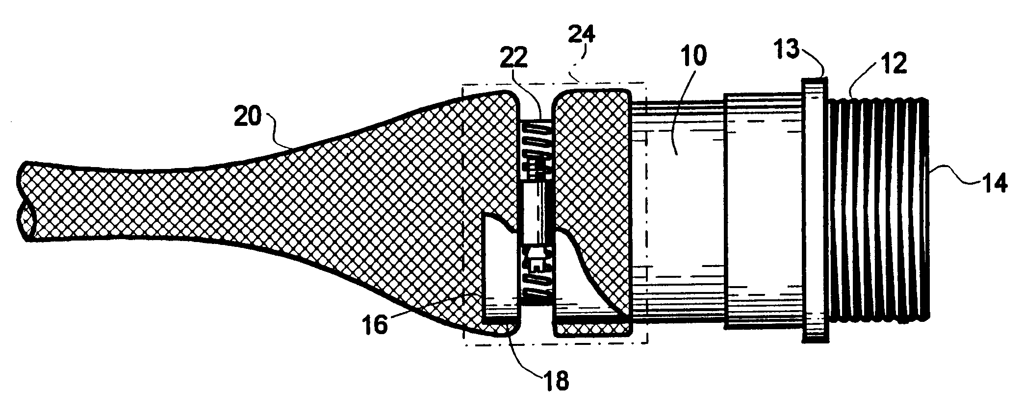 Braided shield terminating potting backshell