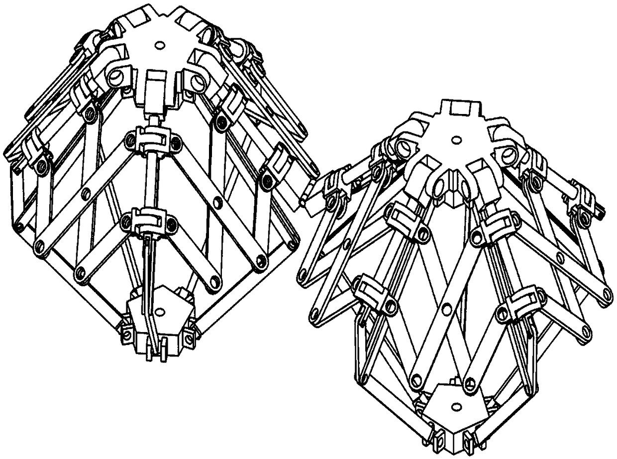 A large-space deployable mechanism base on a rigid hinge connection of a shear folding unit