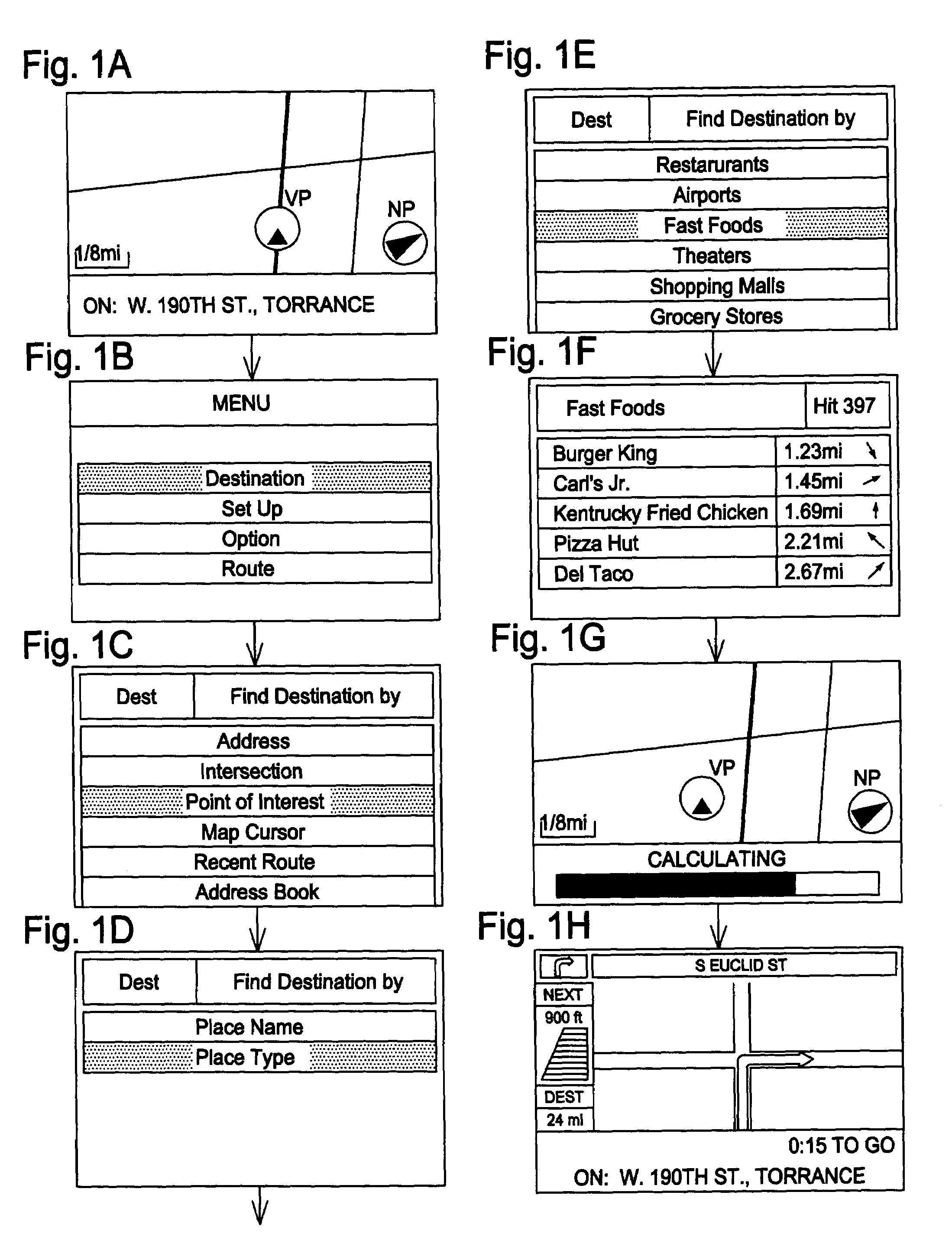 Display method and apparatus for navigation system for performing cluster search of objects