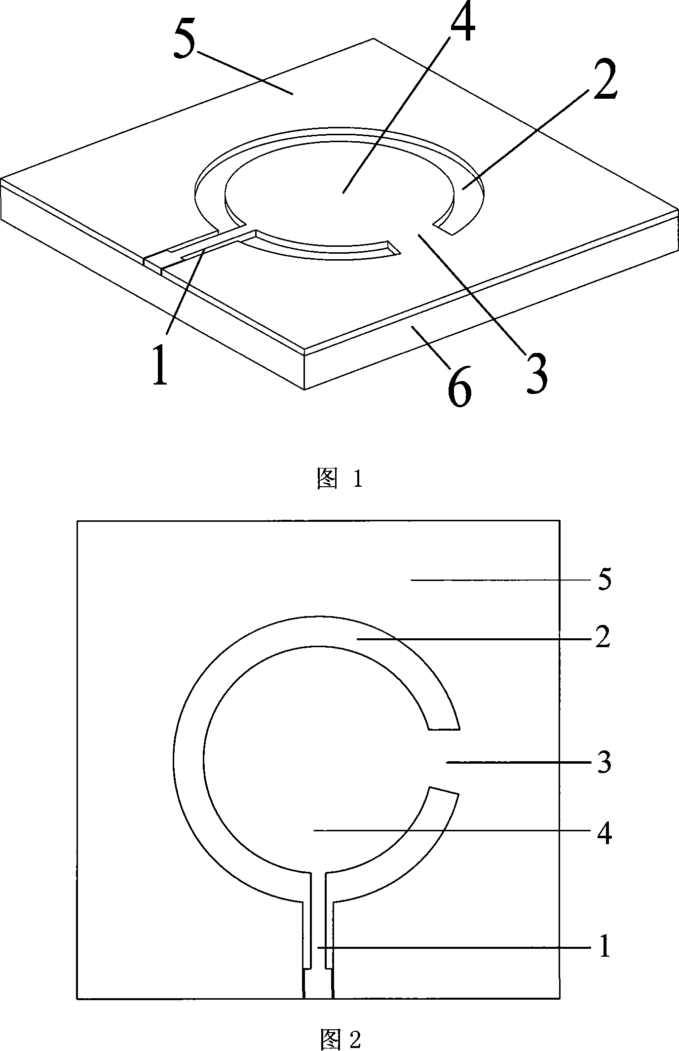 Coplanar wave guide feedback broadband circle polarized millimeter wave plane gap antenna