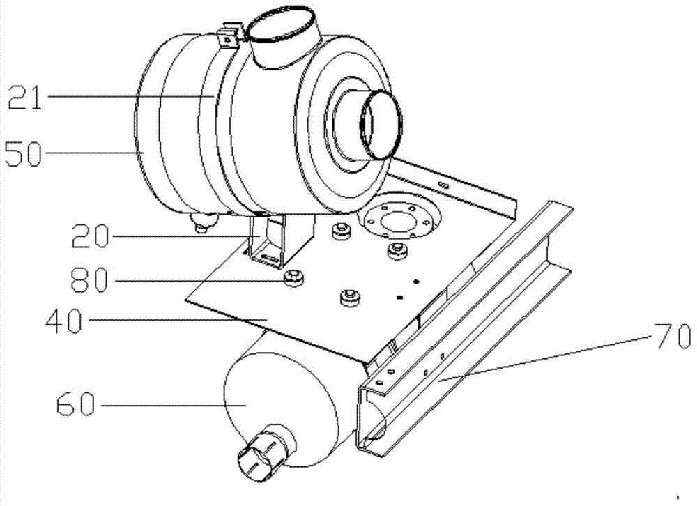 Passenger bus air filter and exhaust silencer fixing mechanism