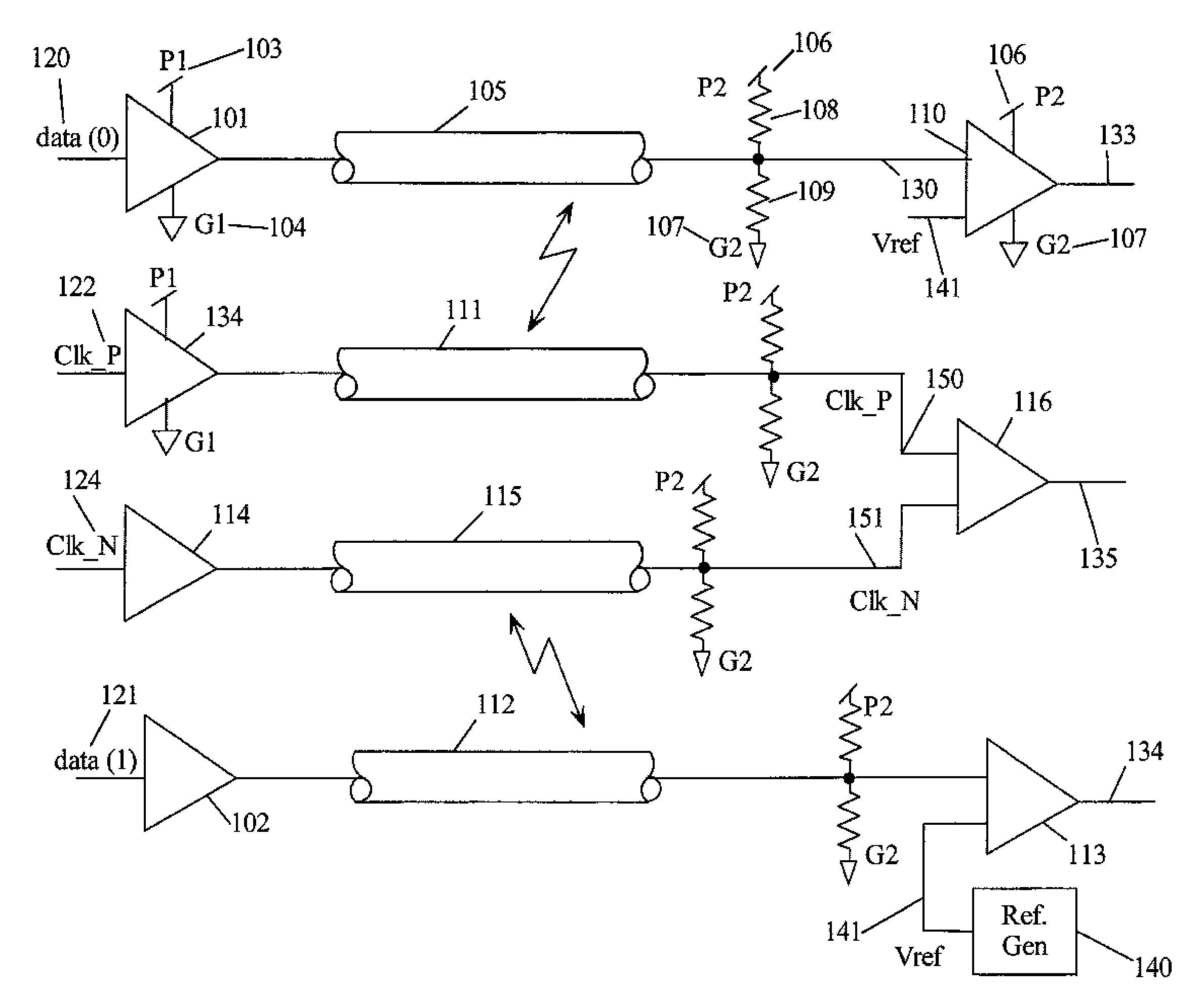 Method for reducing cross-talk induced source synchronous bus clock jitter