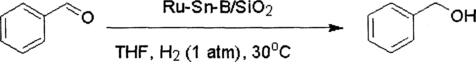 Method for load type amorphous ruthenium boron-containing catalyst to catalyzing hydrogenating and reducing carbonyl compound to prepare alcohol