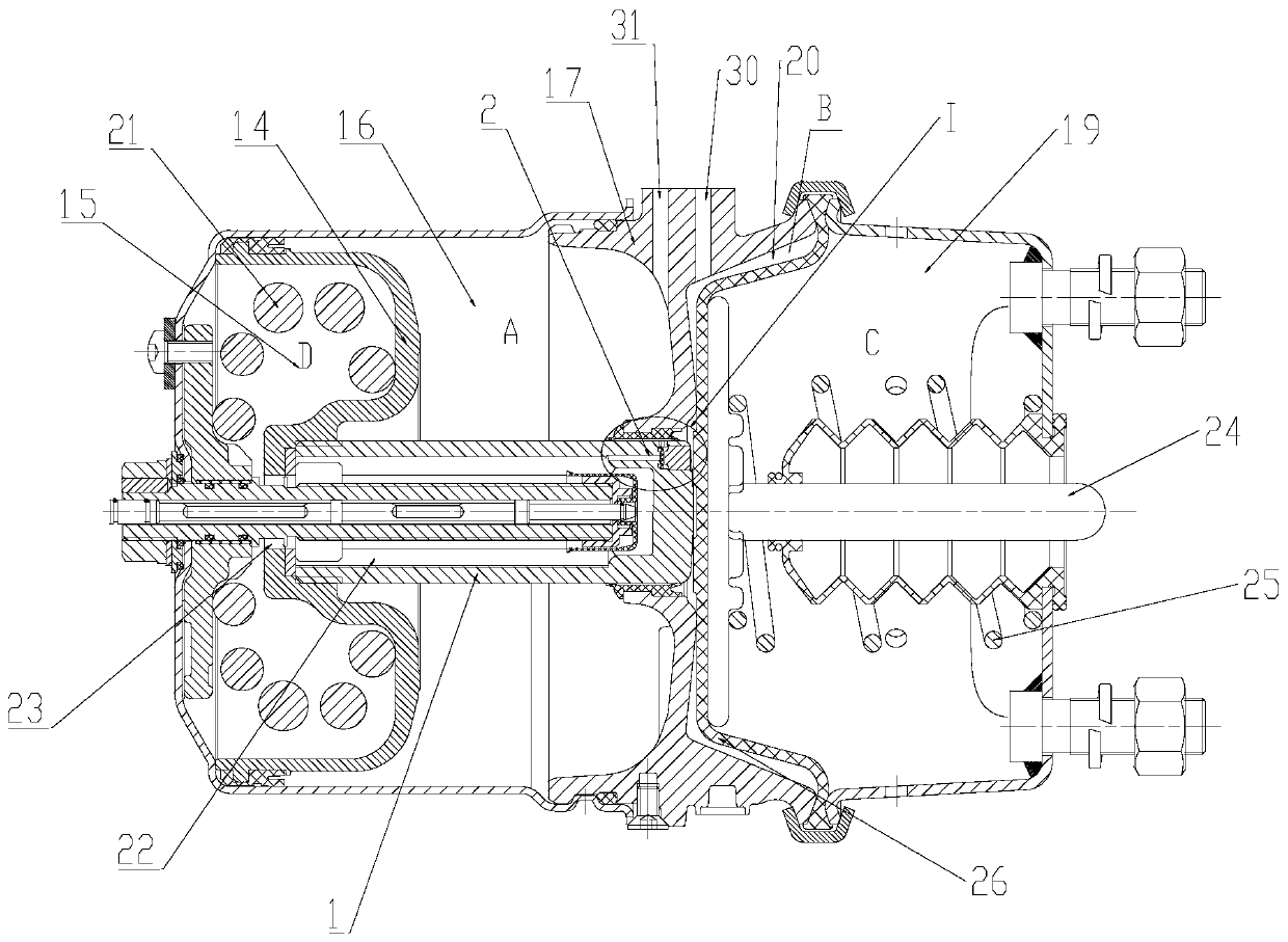 Breather valve for spring braking air chamber and spring braking air chamber