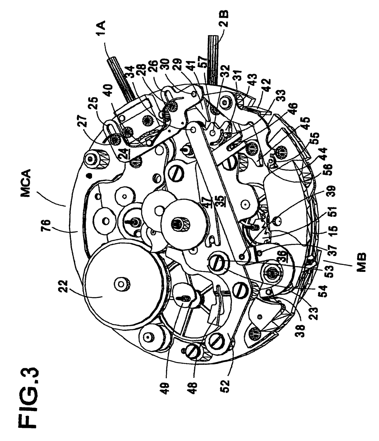 Device comprising a clock movement and a chronograph module