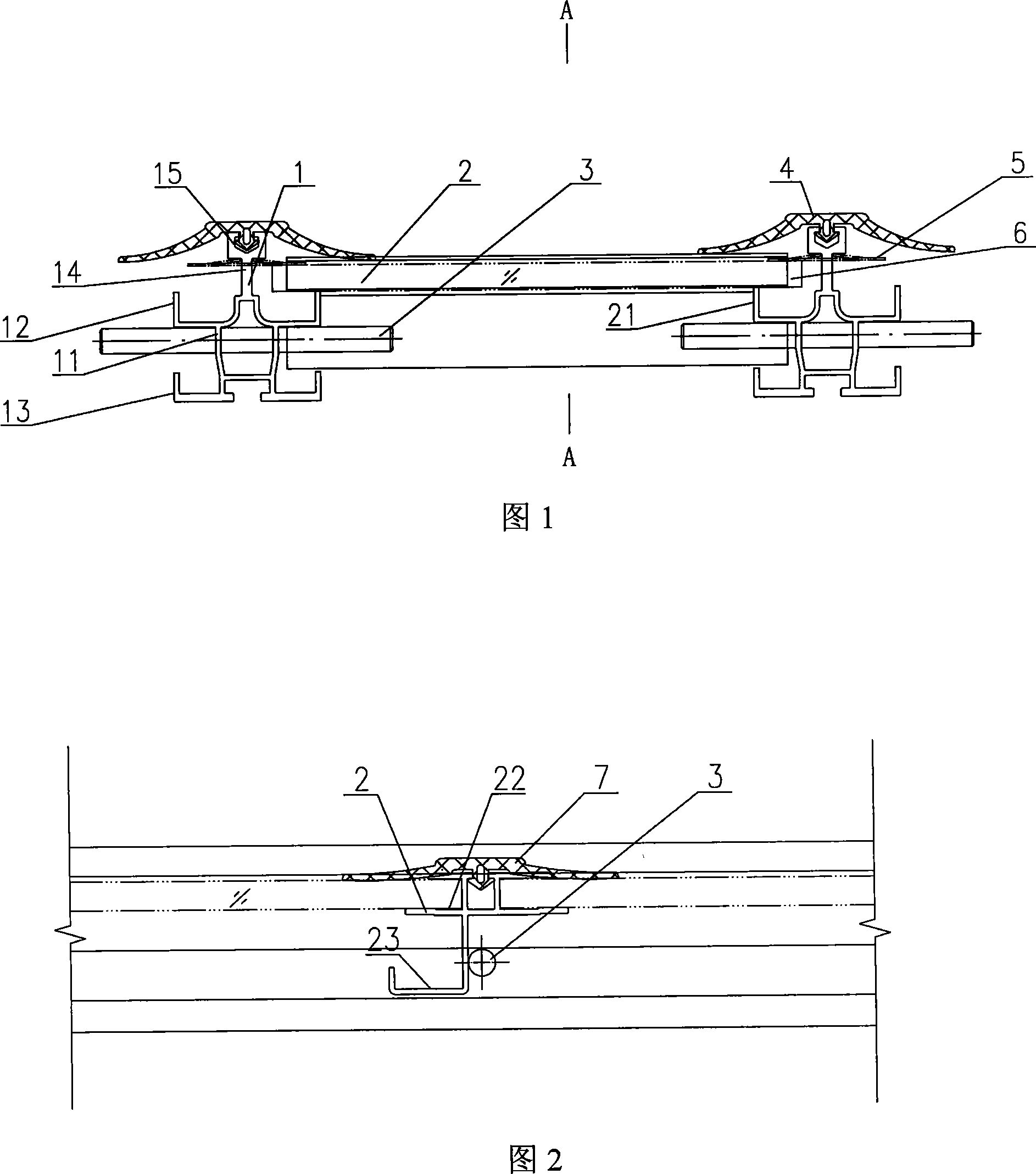 Large roofing flow guiding type aluminum alloy glass roofing node