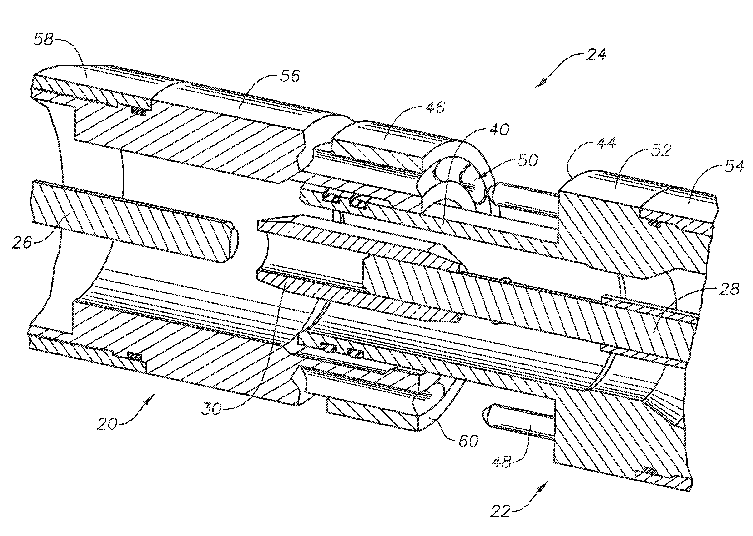 Connection assembly for through tubing conveyed submersible pumps