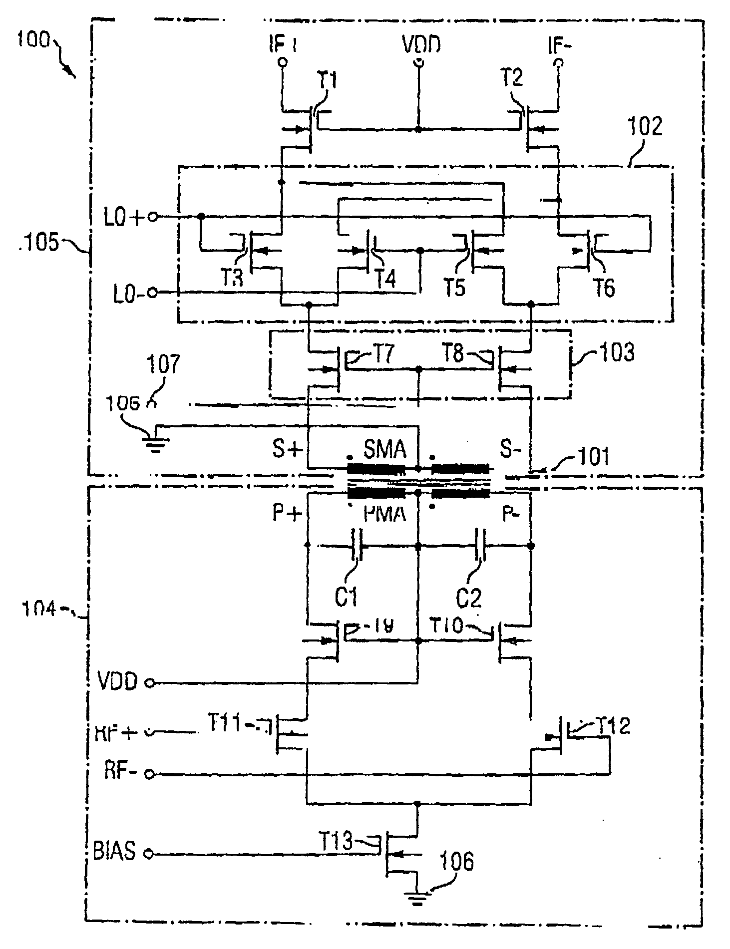 Integrated circuit having a mixer circuit