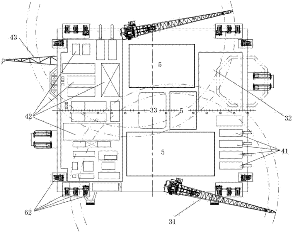 Semi-submersible type production platform of reservoir oil positioned below water surface