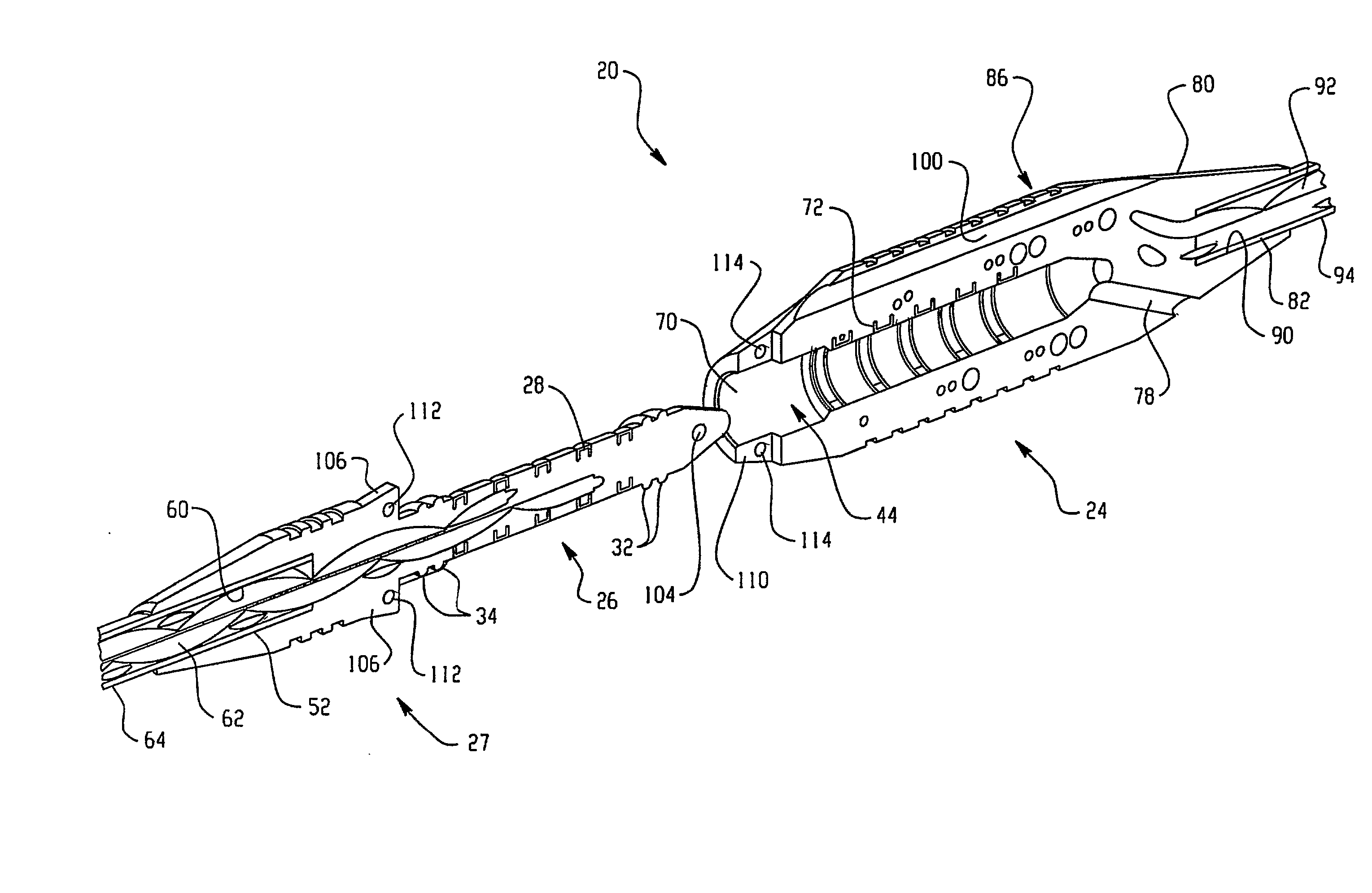 Flexible connector for implantable wiring harness