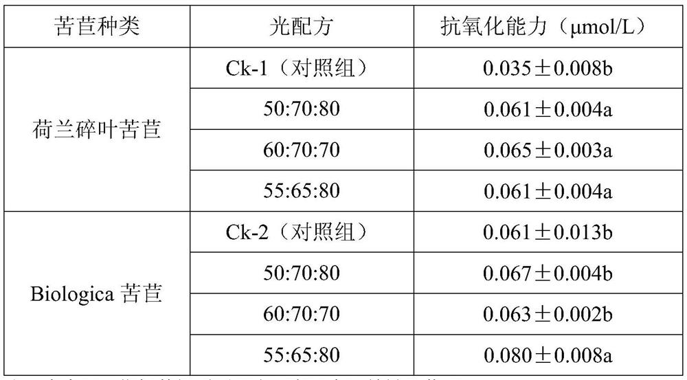 Application of LED light formula in adjusting total antioxidant capacity and vitamin content of cichorium endivia