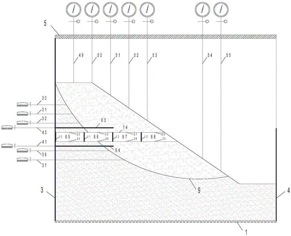 Model testing device for influence caused by tunnel passing through landslide mass under rainfall condition