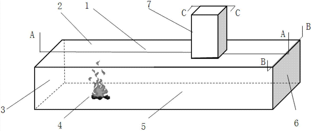 Underground highway tunnel fire disaster experiment simulating device adopting vertical shaft to carry out natural smoke extraction