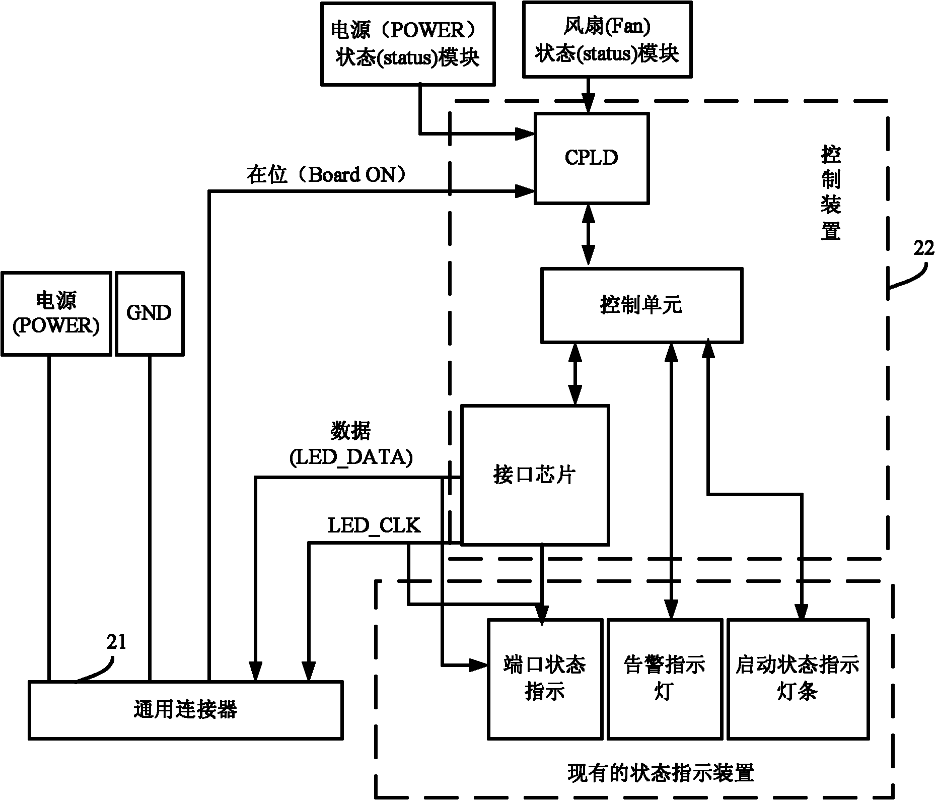 Status indicating device, device, device status indicating system and information sending method