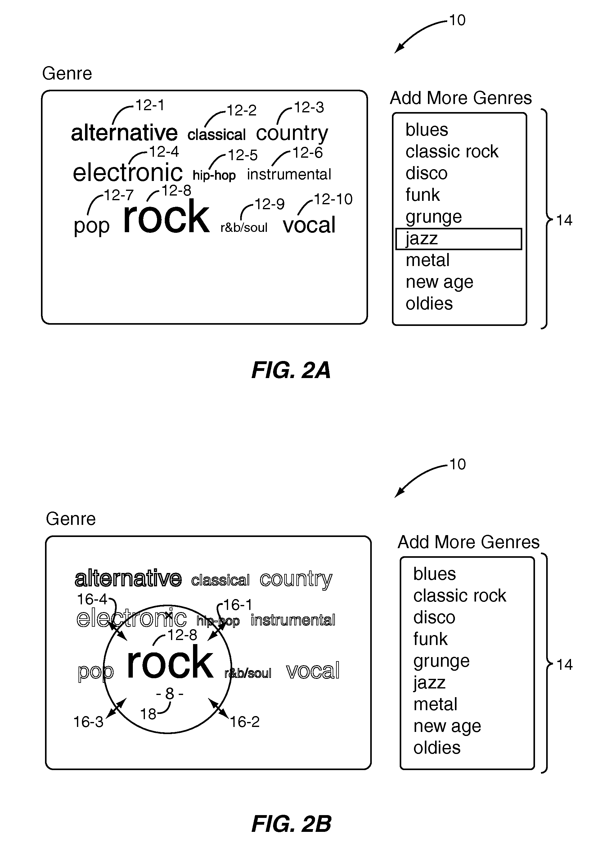 Resizing tag representations or tag group representations to control relative importance