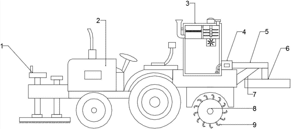 Small soil treatment device with soil turning and spraying functions