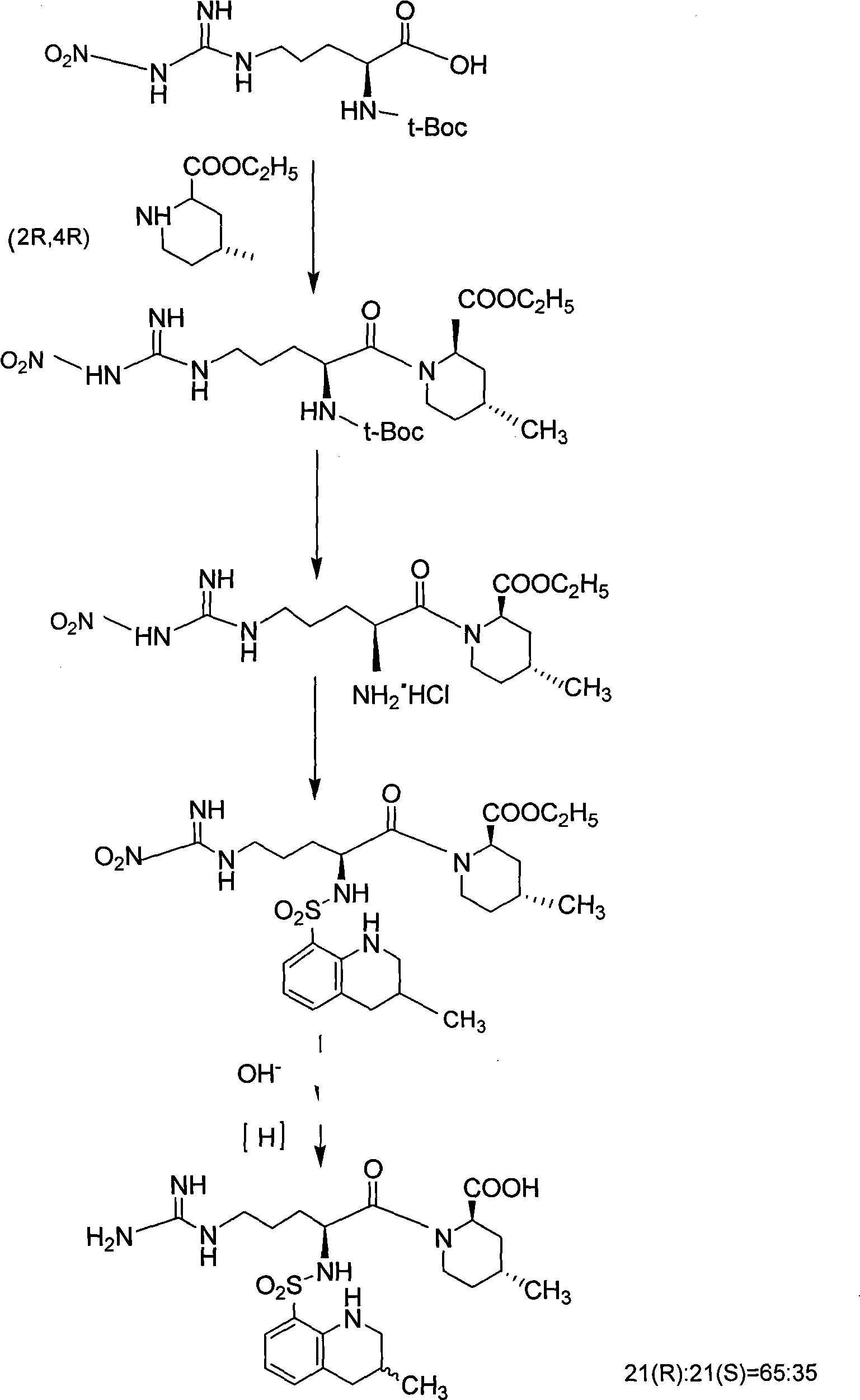 Solid phase method for synchronizing Argatroban