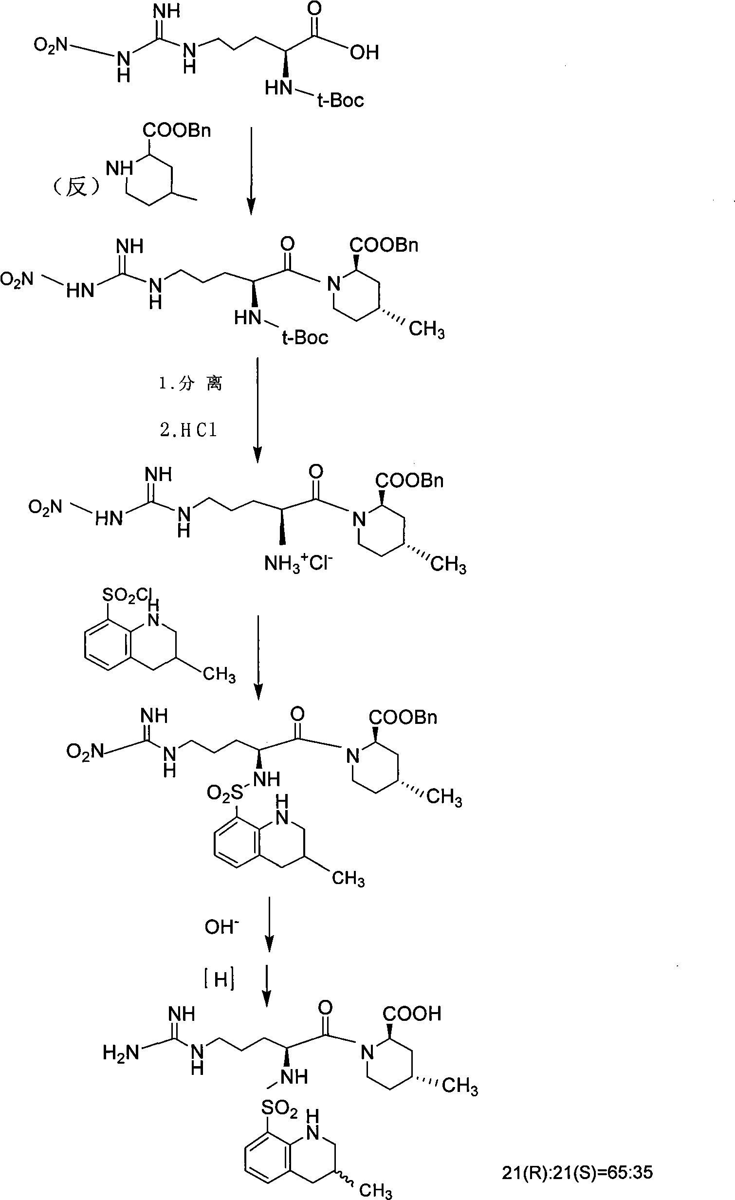 Solid phase method for synchronizing Argatroban