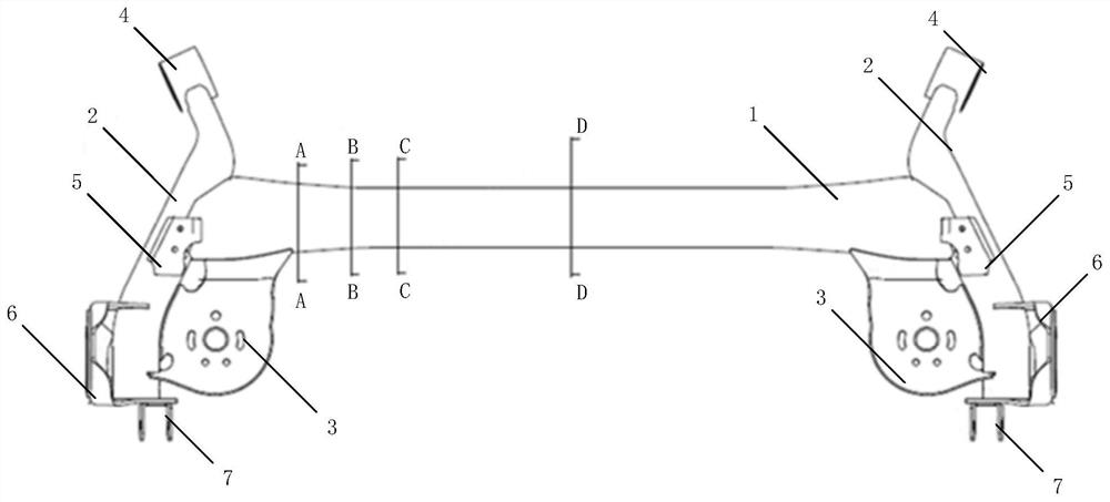 Automobile torsion beam structure and preparation method thereof