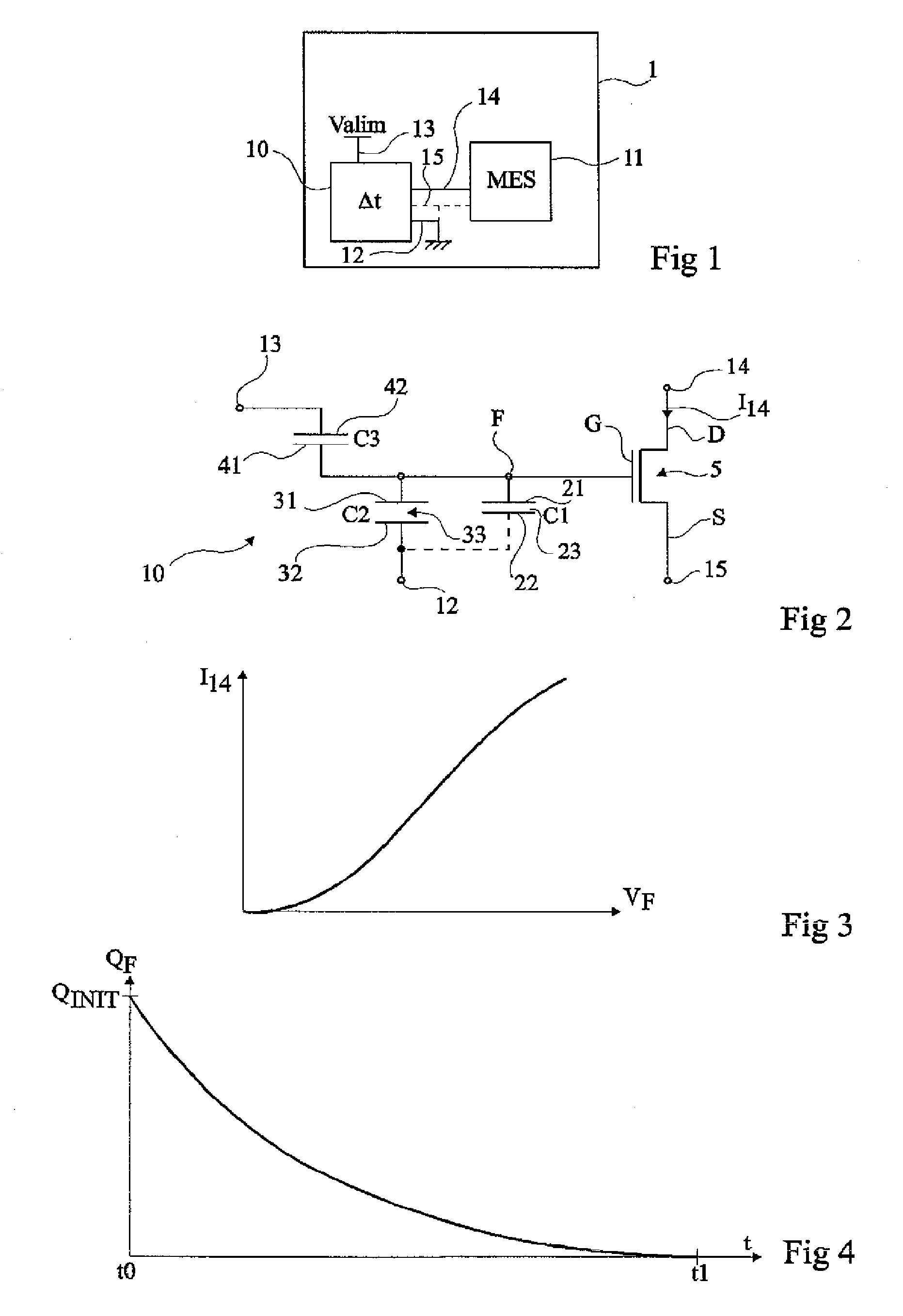 Charge retention circuit for a time measurement