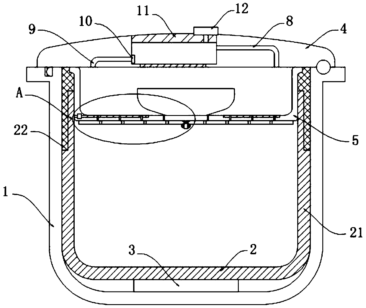 Anti-overflow electric rice cooker for reheating