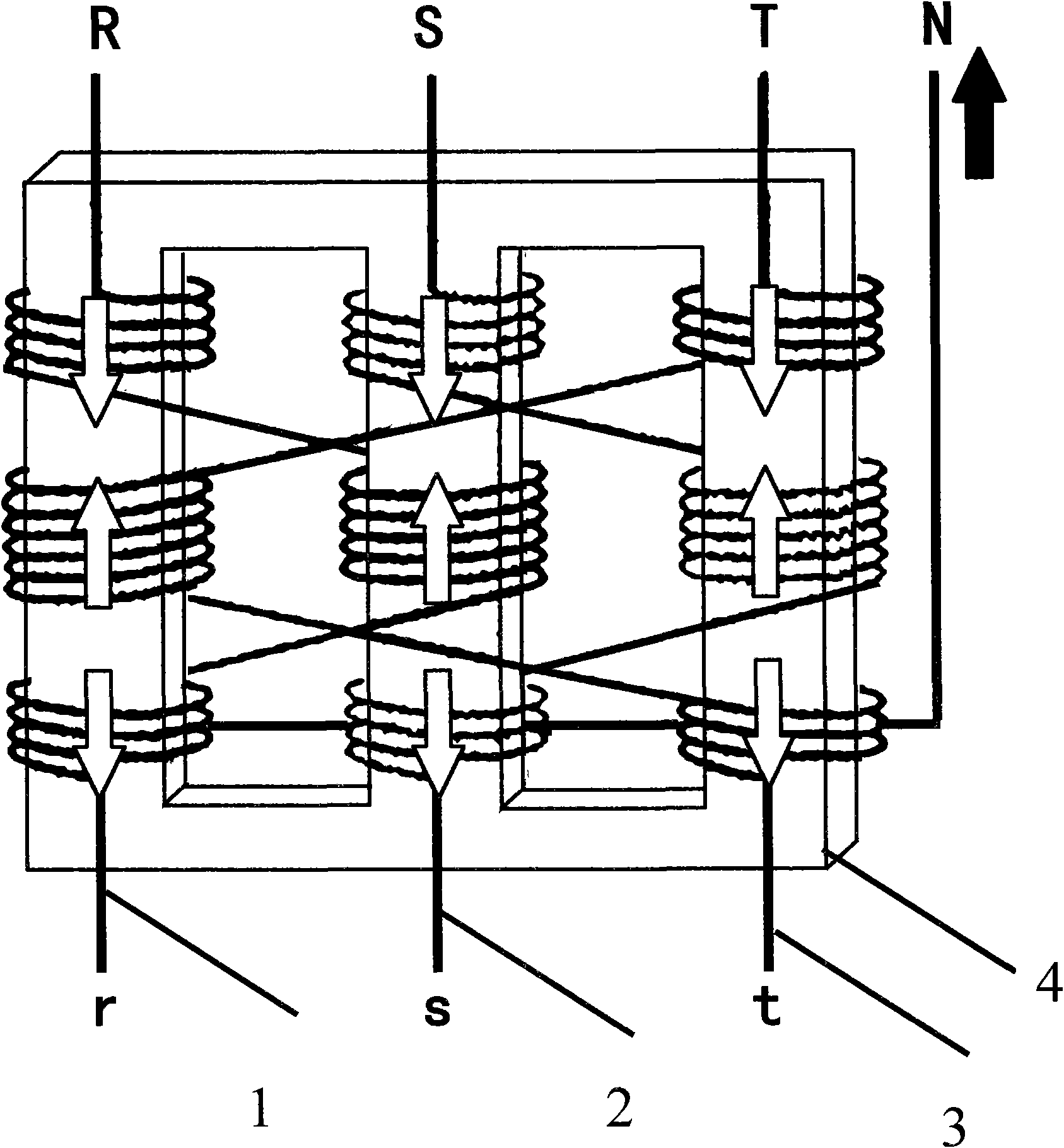 Power-saving winding using combined ferrite iron core