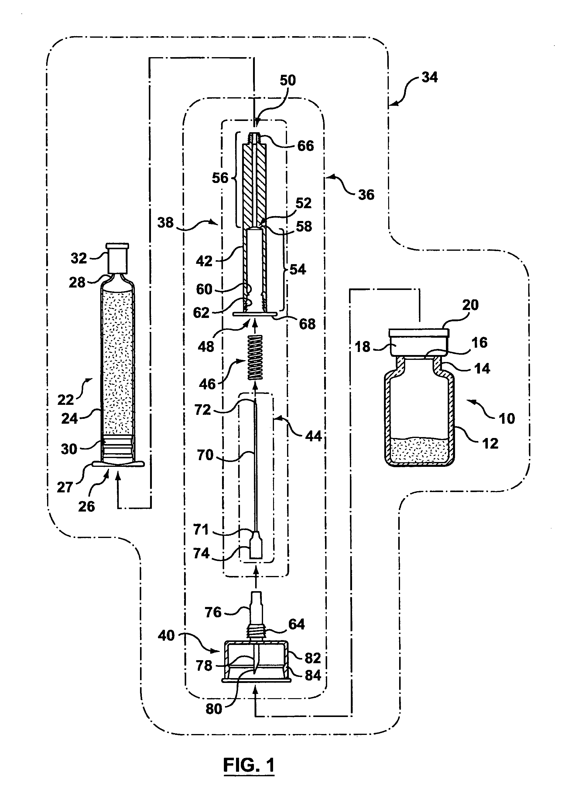 Fluid transfer assembly for pharmaceutical delivery system and method for using same