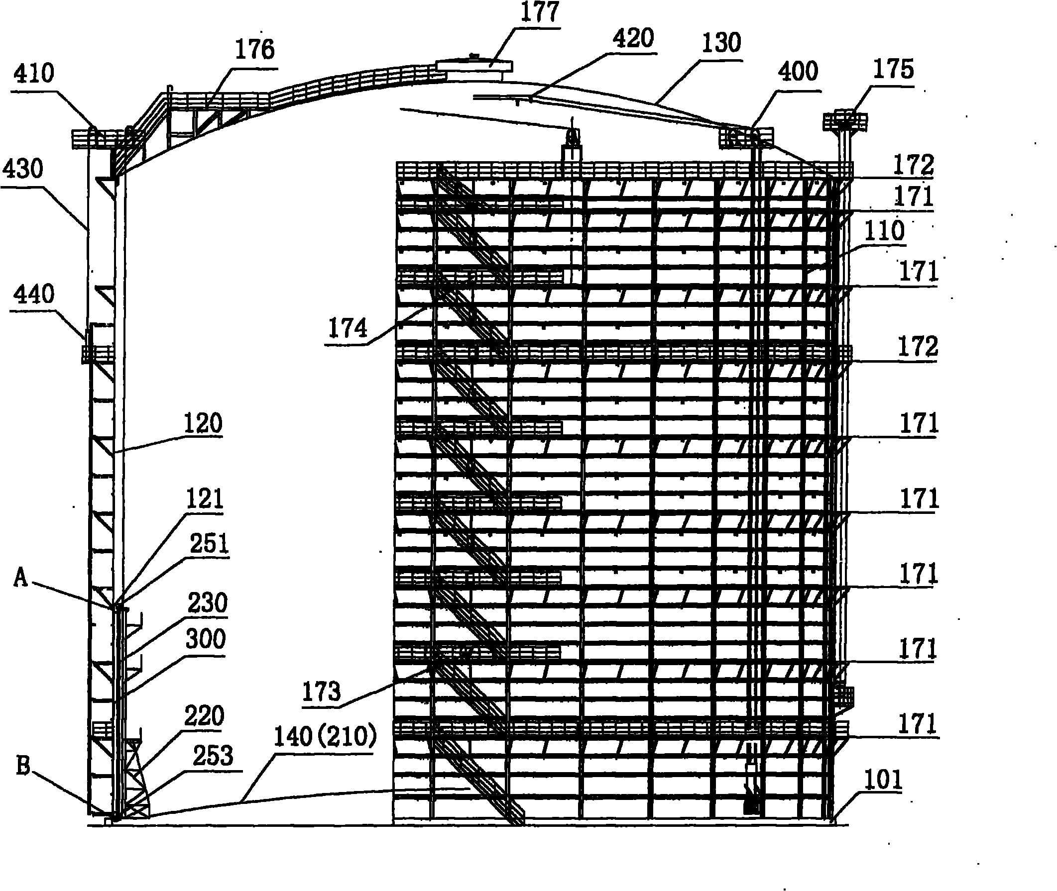 Large single-stage rubber diaphragm-sealed accumulator unit