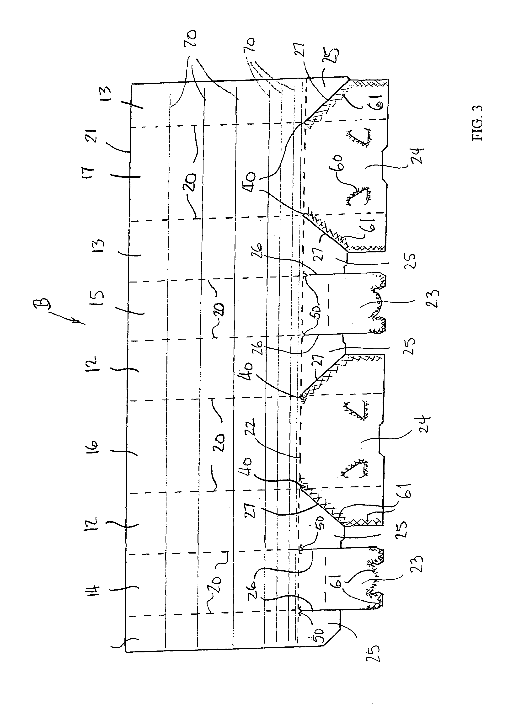 Octagonal bulk bin with means to resist initiation of failure of the vertical score in the bin