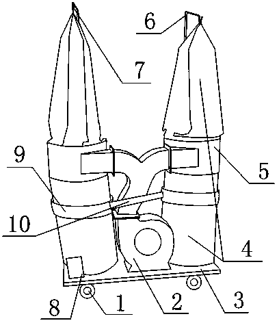 Movable twin-tub cloth bag dust-collection device