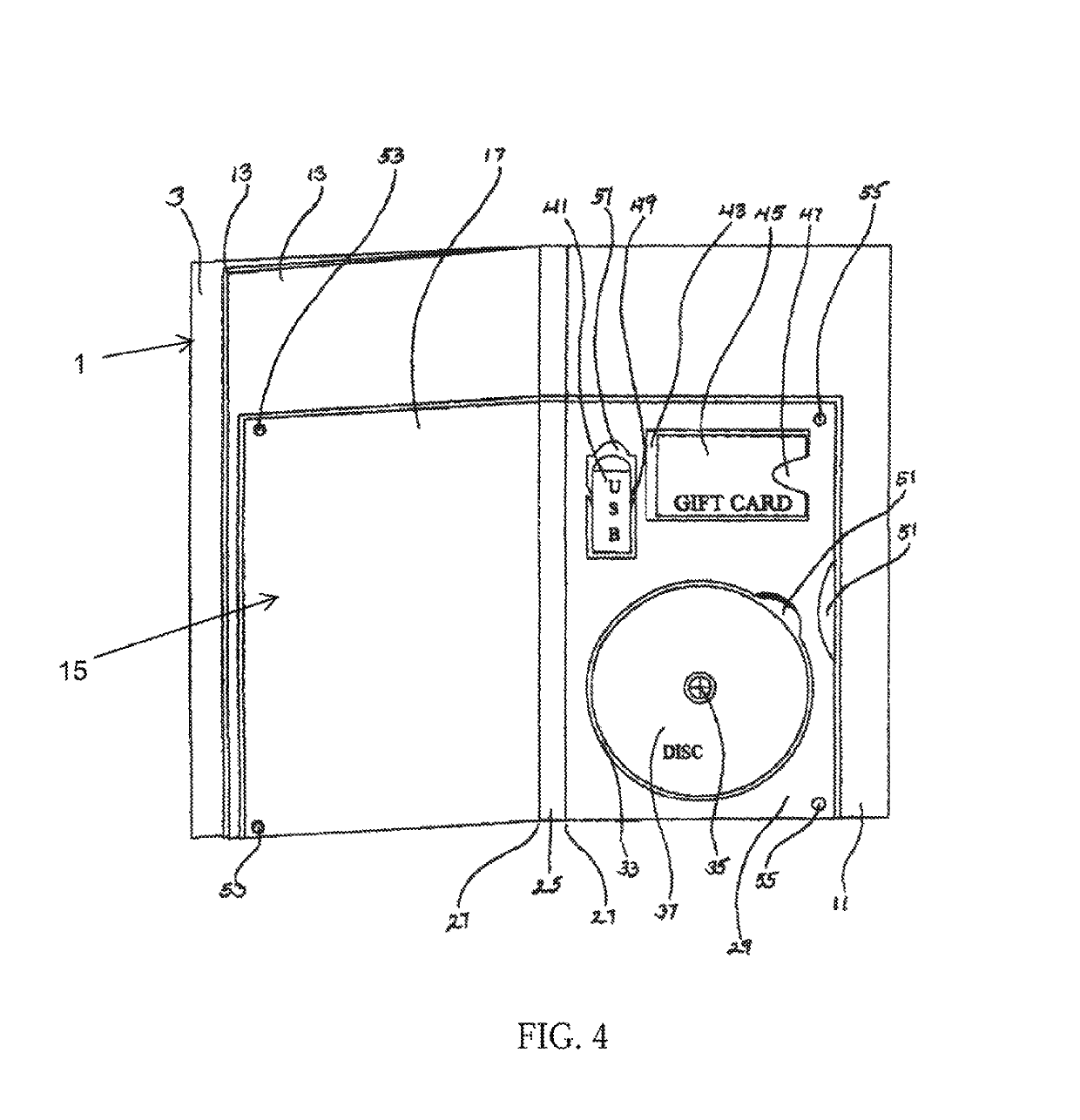 Method and apparatus for combining, storing and retailing multiple storage devices or recording mediums concealed within a greeting card and alike to create a traditional greeting card with literature and art with modern storage devices or recording mediums such as but not limited to compact disc, USB drive's, monetary devices to furnish a way to send but not limited to audio, video's, photo's, literature and information etc's with a greeting card