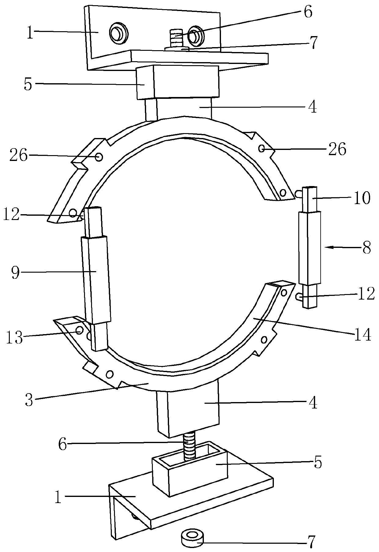 Strengthening method of integrated kitchen smoke discharging pipe as well as supporting assembly thereof