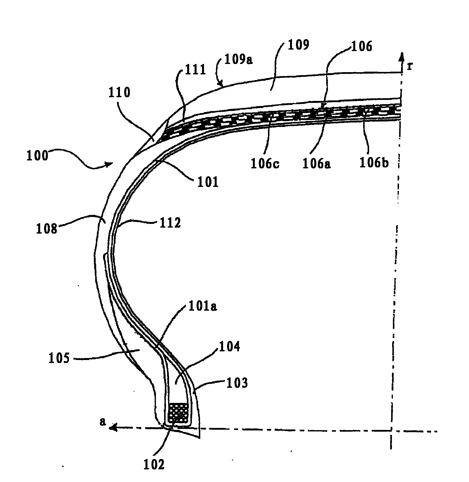 Tyre and crosslinkable elastomeric composition comprising an oxetane derivative and an amino acid