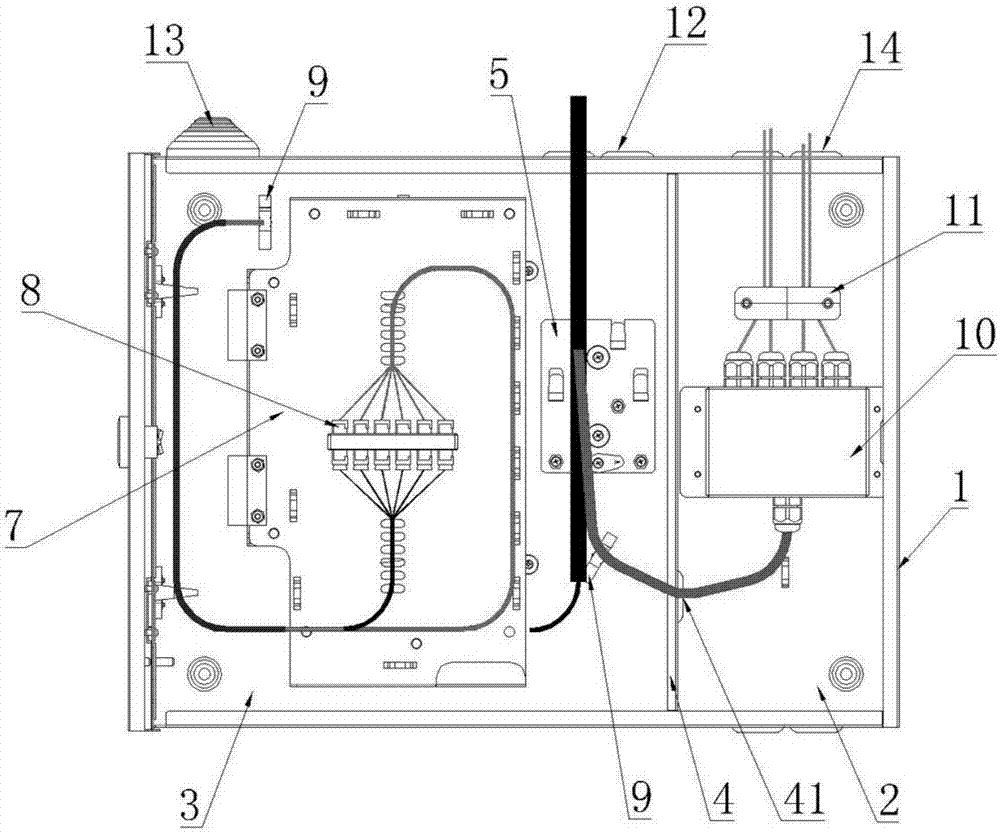 Optical fiber composite low-voltage cable light splitting and power distribution terminal equipment and method