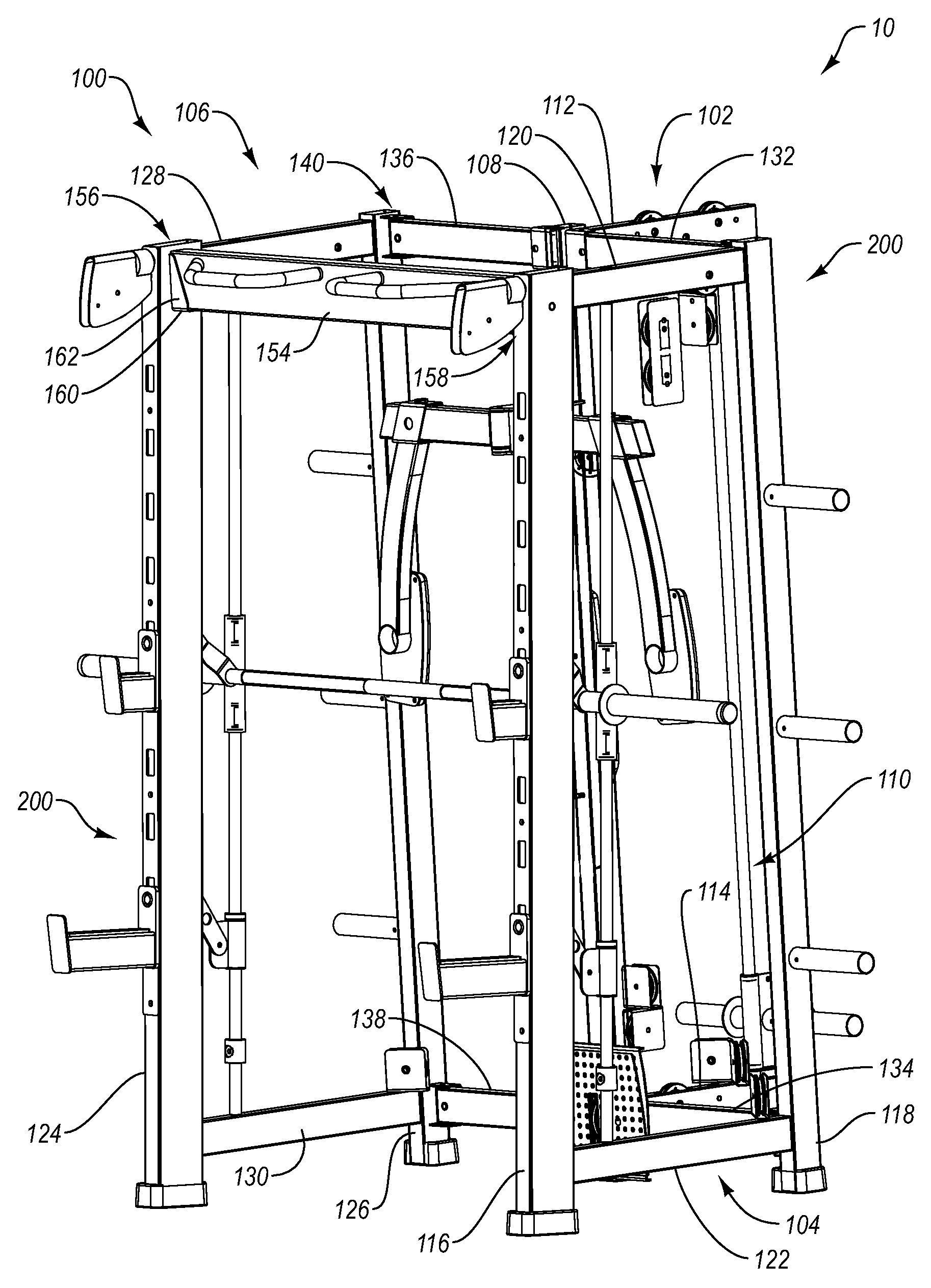 Strength training system with folding frame