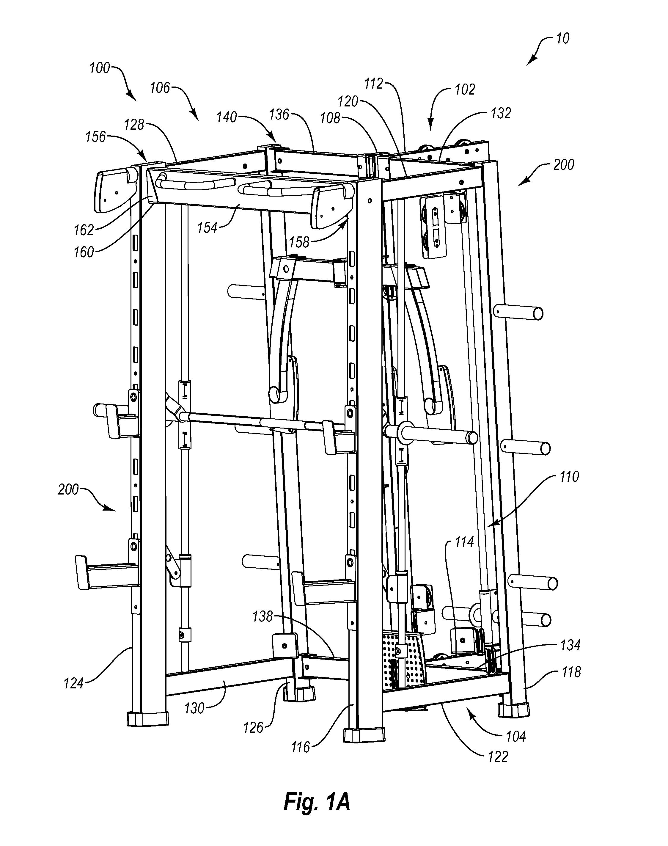 Strength training system with folding frame