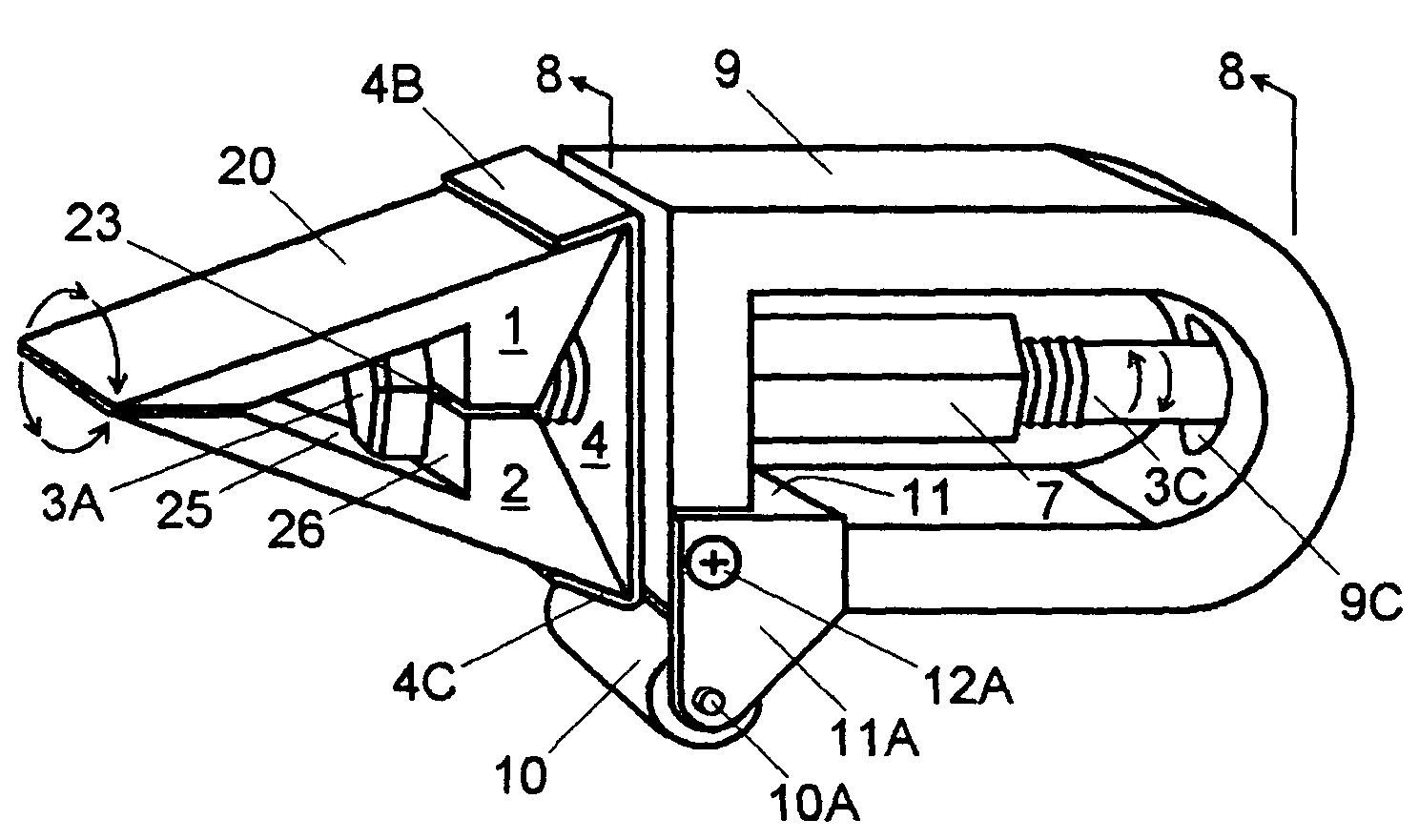 Self-aligning blade angle guide