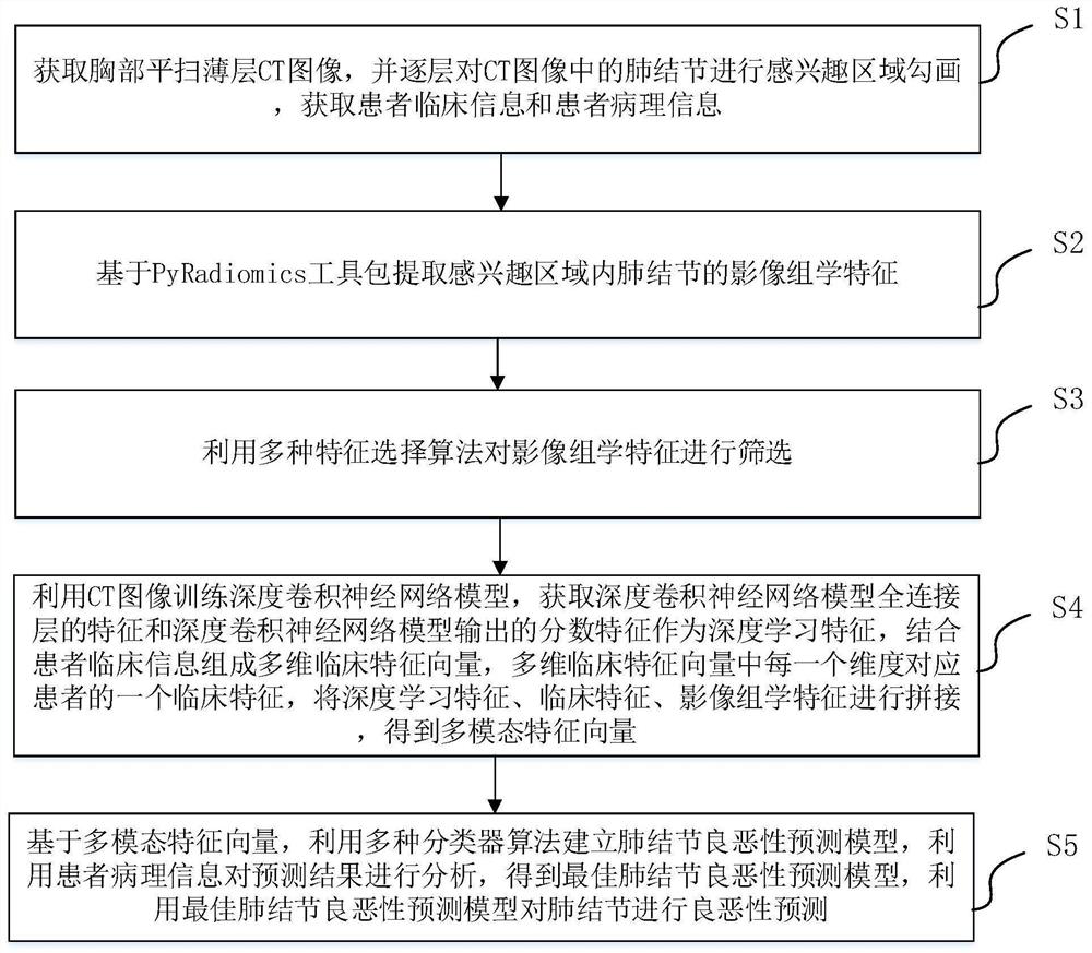 Pulmonary nodule benign and malignant prediction method and device