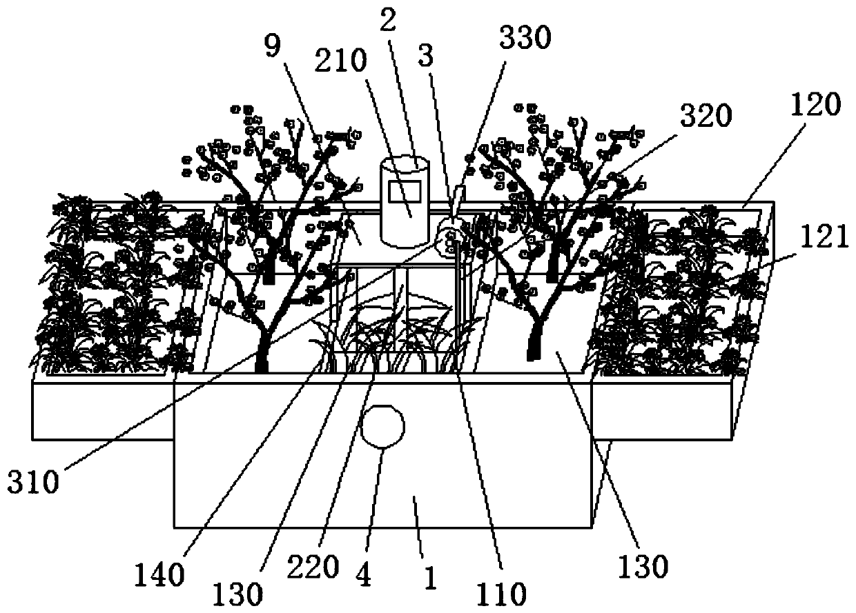 Ecological landscape floating island for riverway water quality restoration