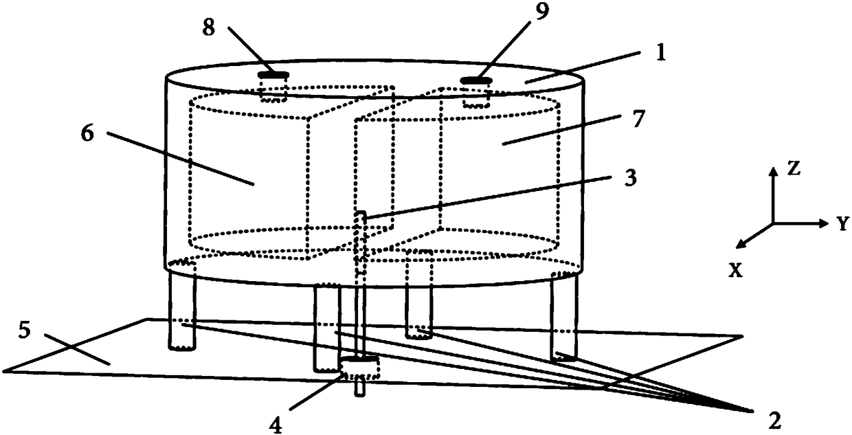 Water medium resonator antenna with polarization and directional diagram reconfigurability