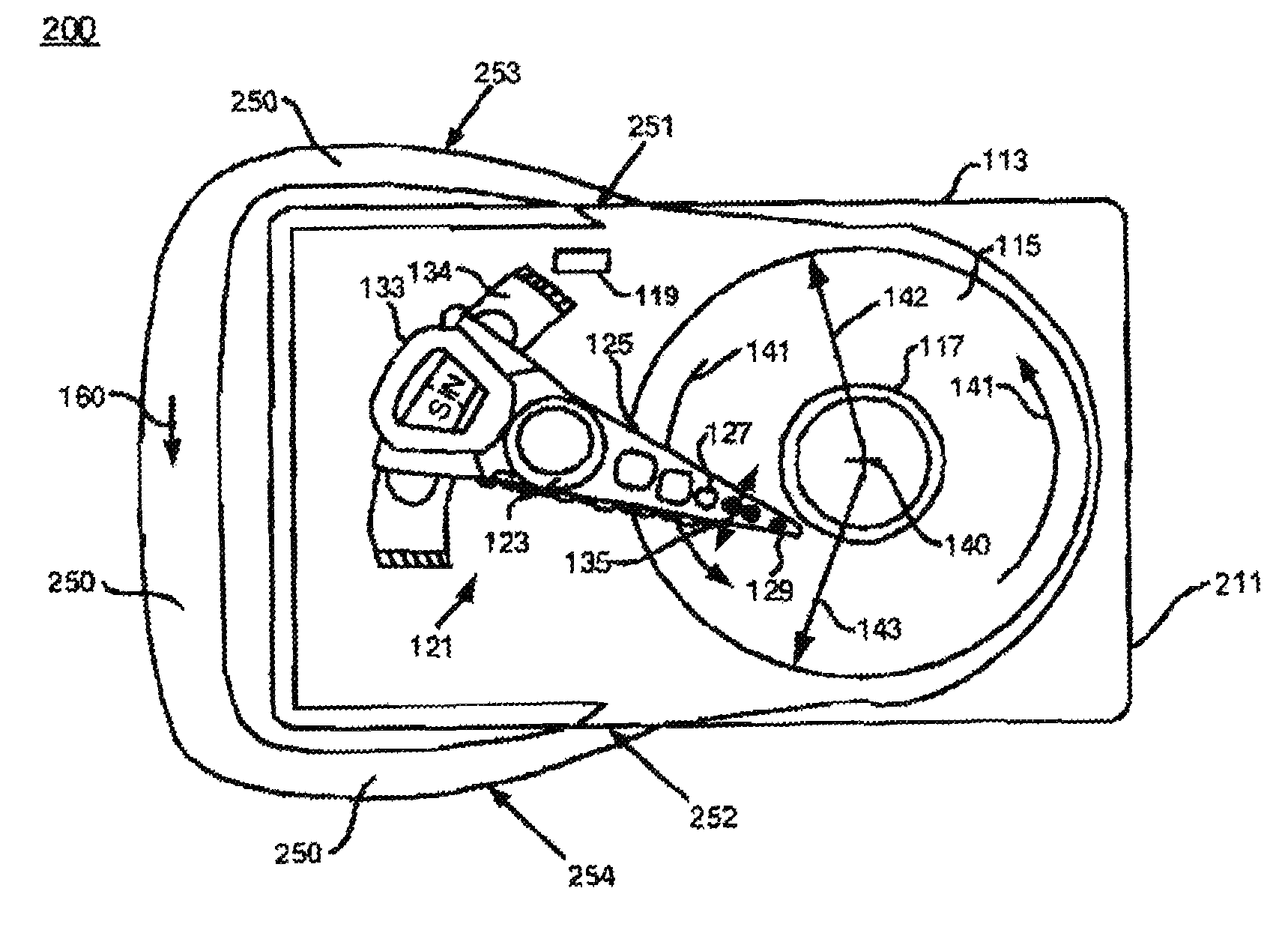 Collapsible bypass channel disposed outside of disk drive housing