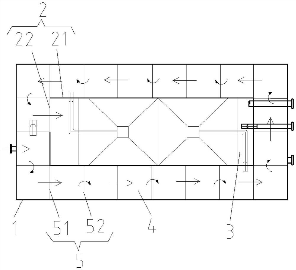 VFL (vertical flow labyrinth) water flow structure, device, system and method for sewage treatment