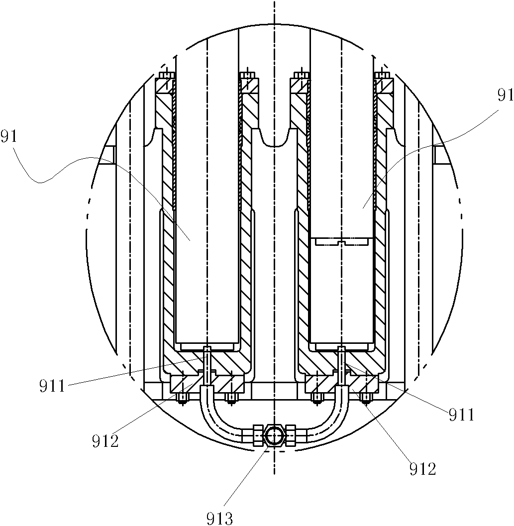 Upper supporting roll balancing device for rolling mill