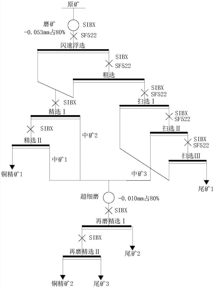 Separation process for copper sulphide ore with superfine disseminated grain sizes