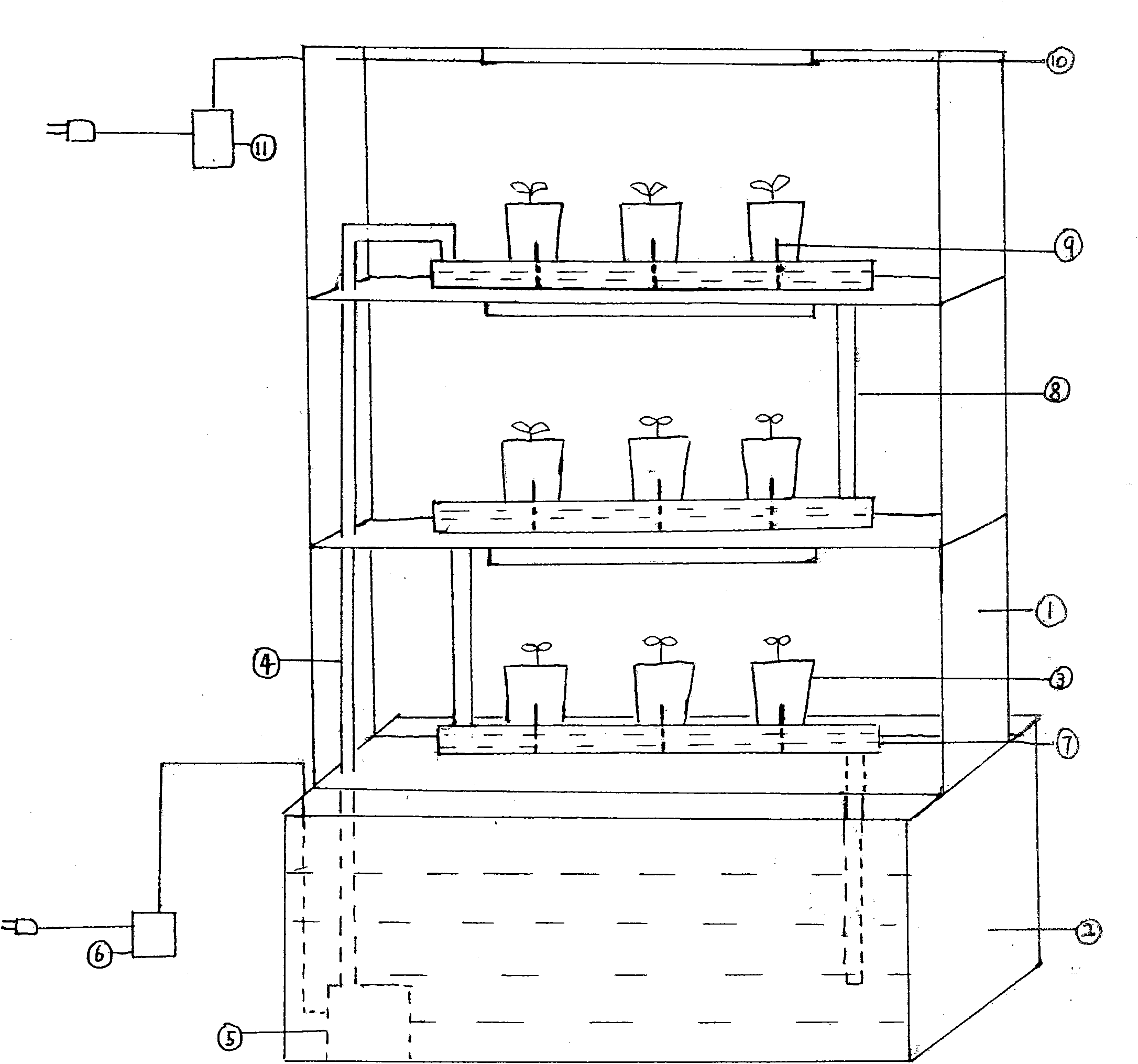 Open type non-environmental controlled household plant factory utilizing artificial light