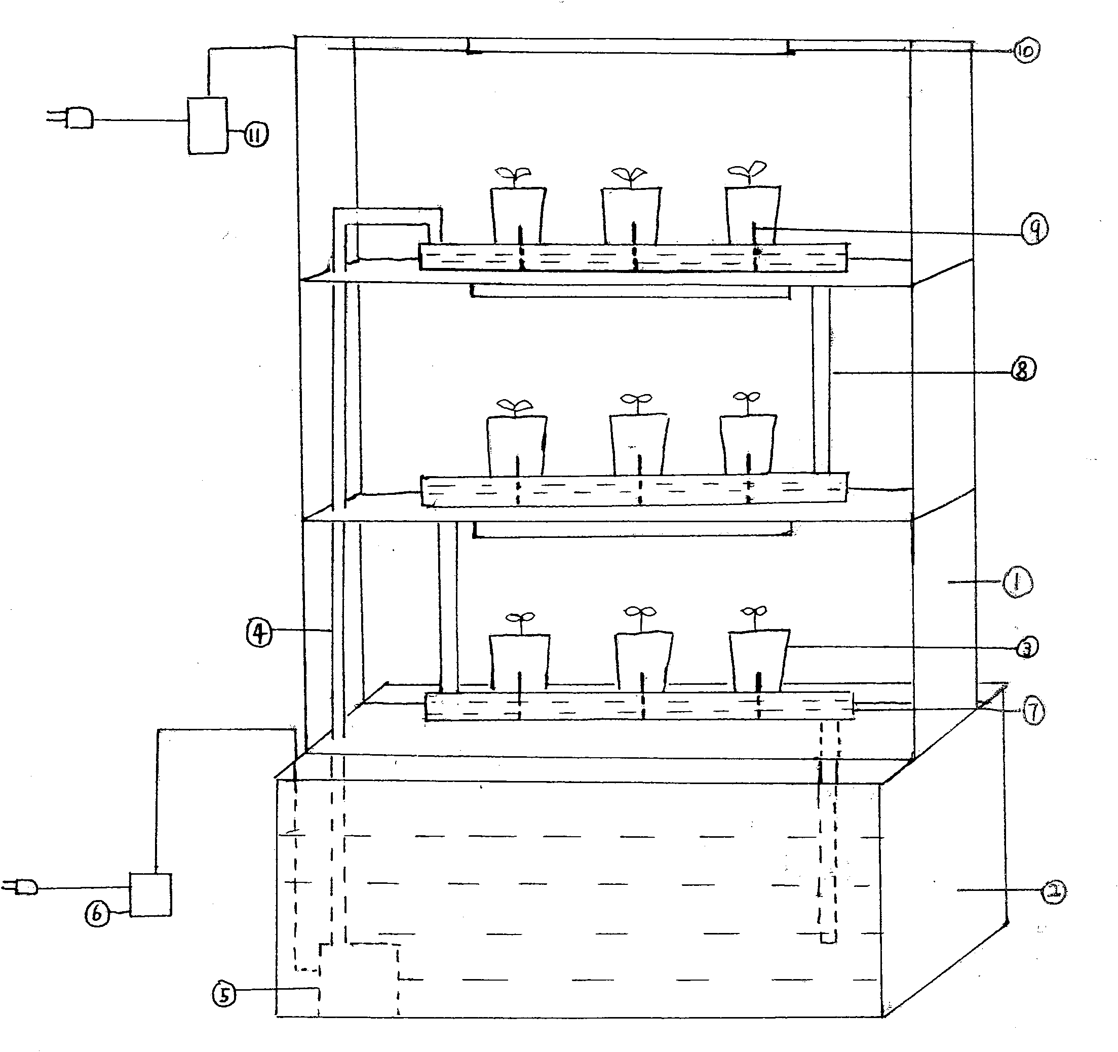 Open type non-environmental controlled household plant factory utilizing artificial light