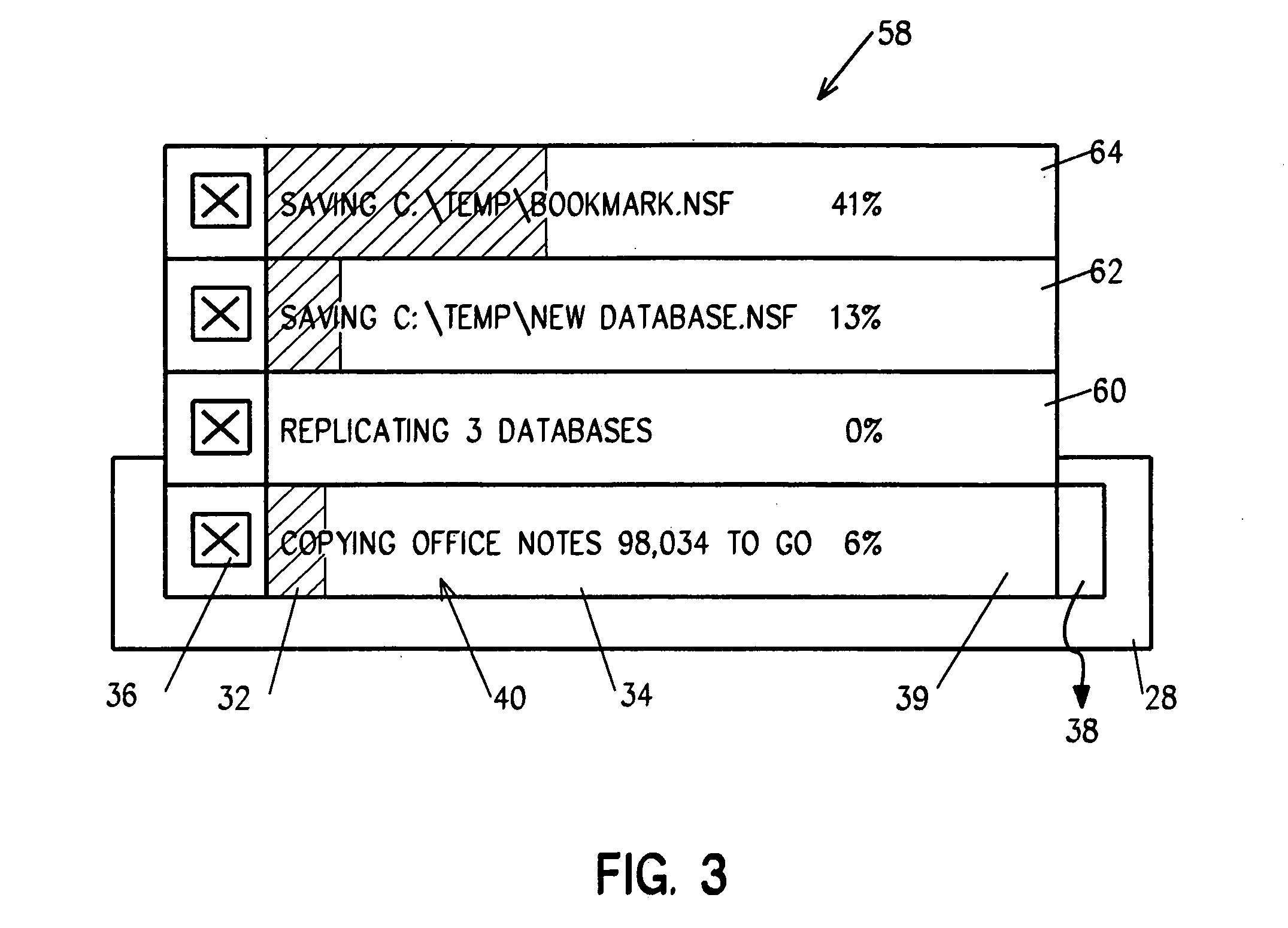 System and method for displaying status of background worker threads