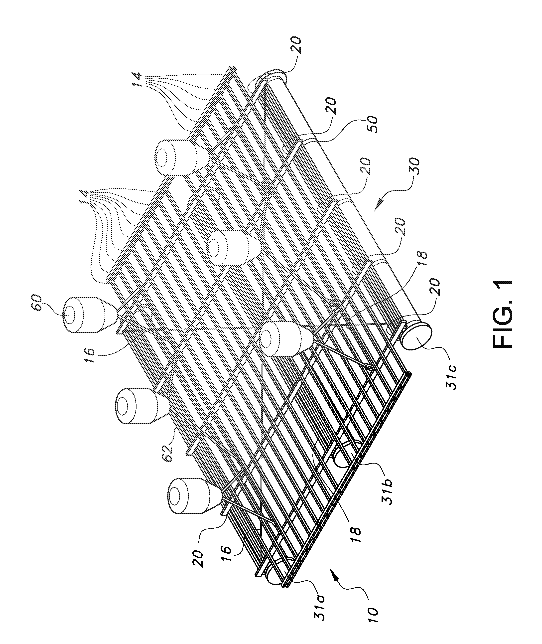 Modular submersible aquaculture raft