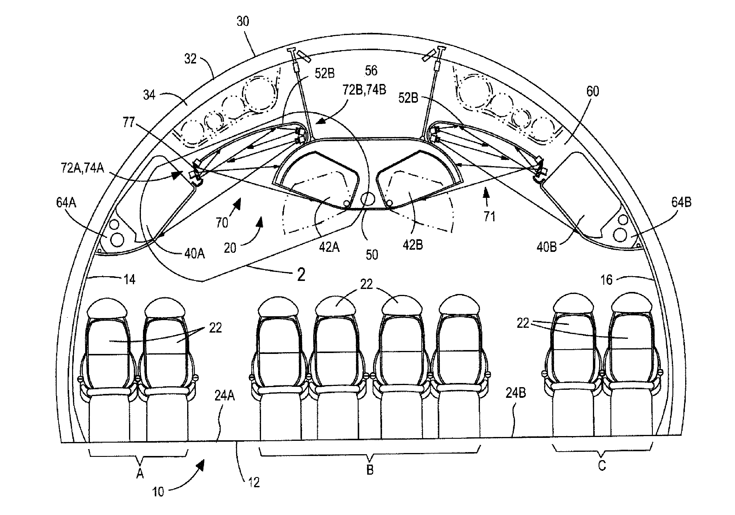 Ceiling illumination for aircraft interiors